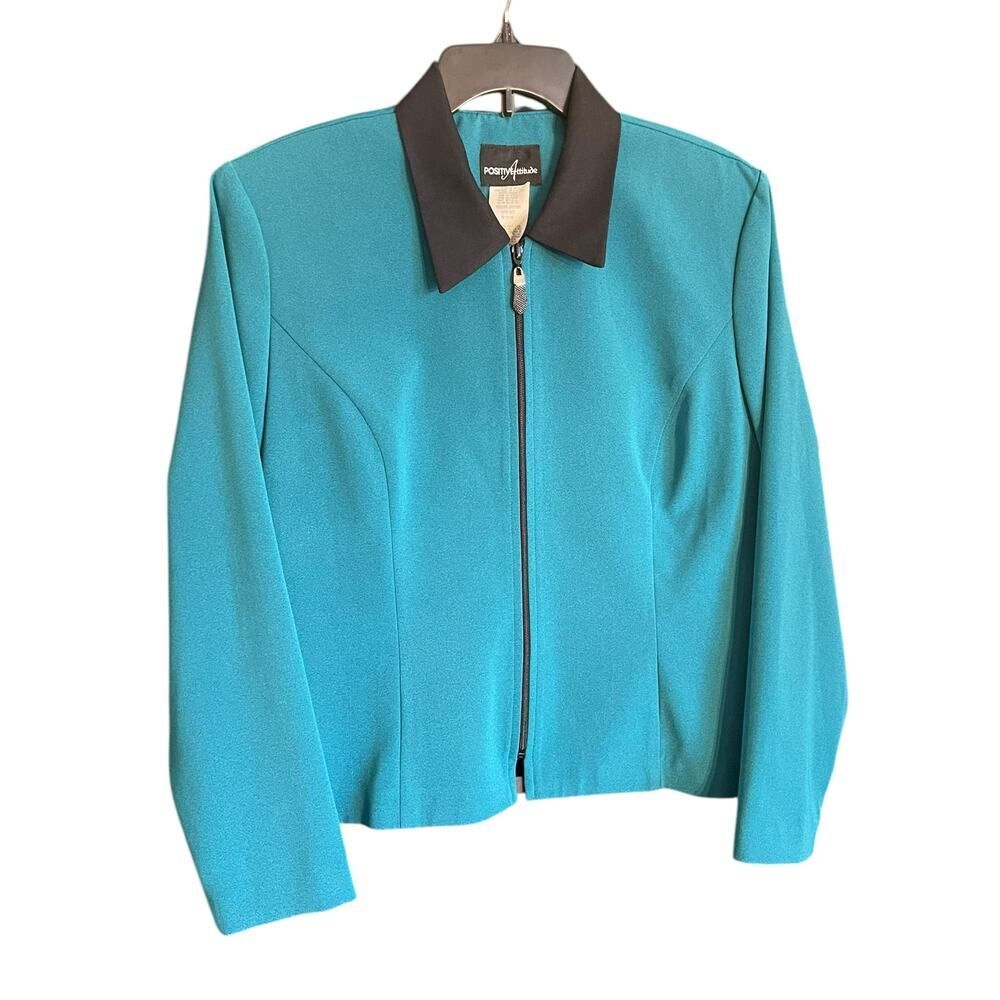 Vintage Positive Attitide Teal Blazer w/ Full Zip up Front Size 16
